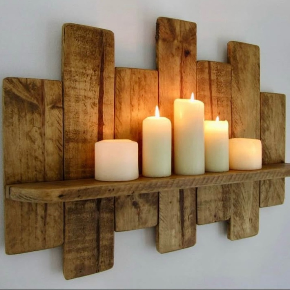 Rustic Shabby Chic Wooden Wall Shelf